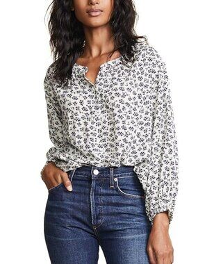 Velvet by Graham & Spencer Women's Kissan Sheer Printed Gauze Blouse Top Size S